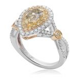Pear Shape Fancy Yellow Diamond Ring — view 2