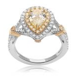 Pear Shape Fancy Yellow Diamond Ring — view 3