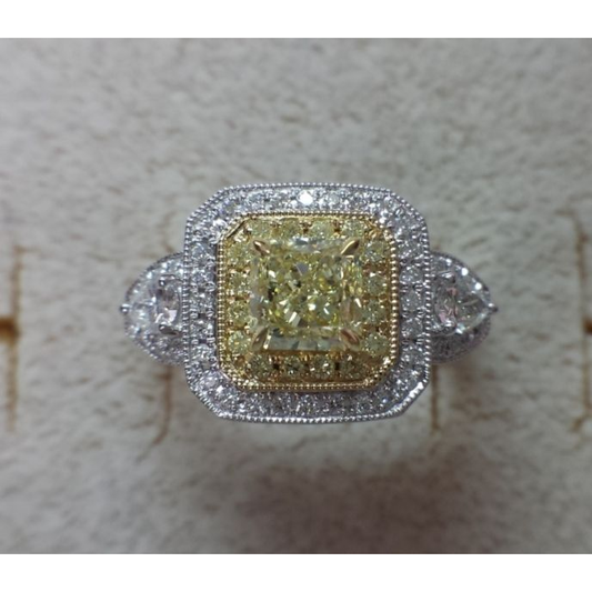 Cushion Fancy Yellow Diamond Ring — view 1