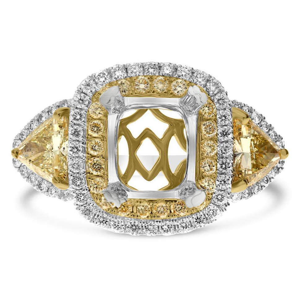 Cushion Fancy Yellow Diamond Ring — view 1