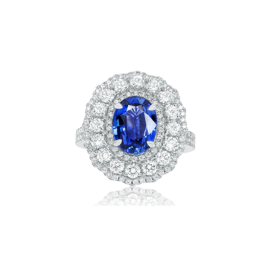 Oval Natural Sapphire & Diamond Ring — view 1