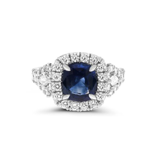Prong Set Sapphire Side Stone Ring — view 1