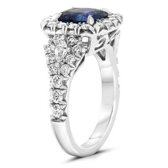 Prong Set Sapphire Side Stone Ring — view 2