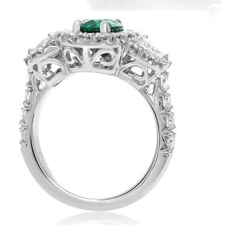 Oval Cut Emerald Side Stone Ring — view 2