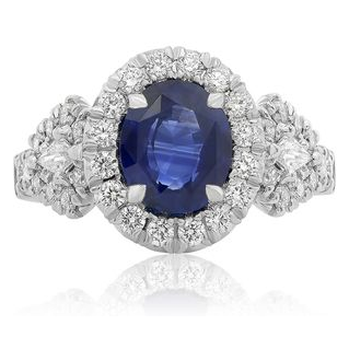 Oval Sapphire Halo Ring — view 1