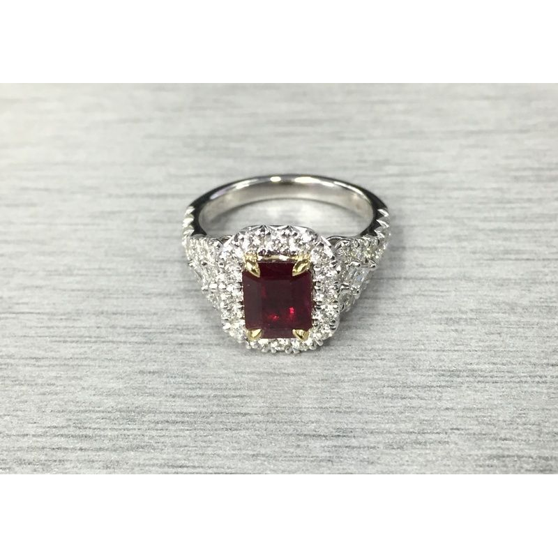 Prong Set Ruby Side Stone Ring — view 1