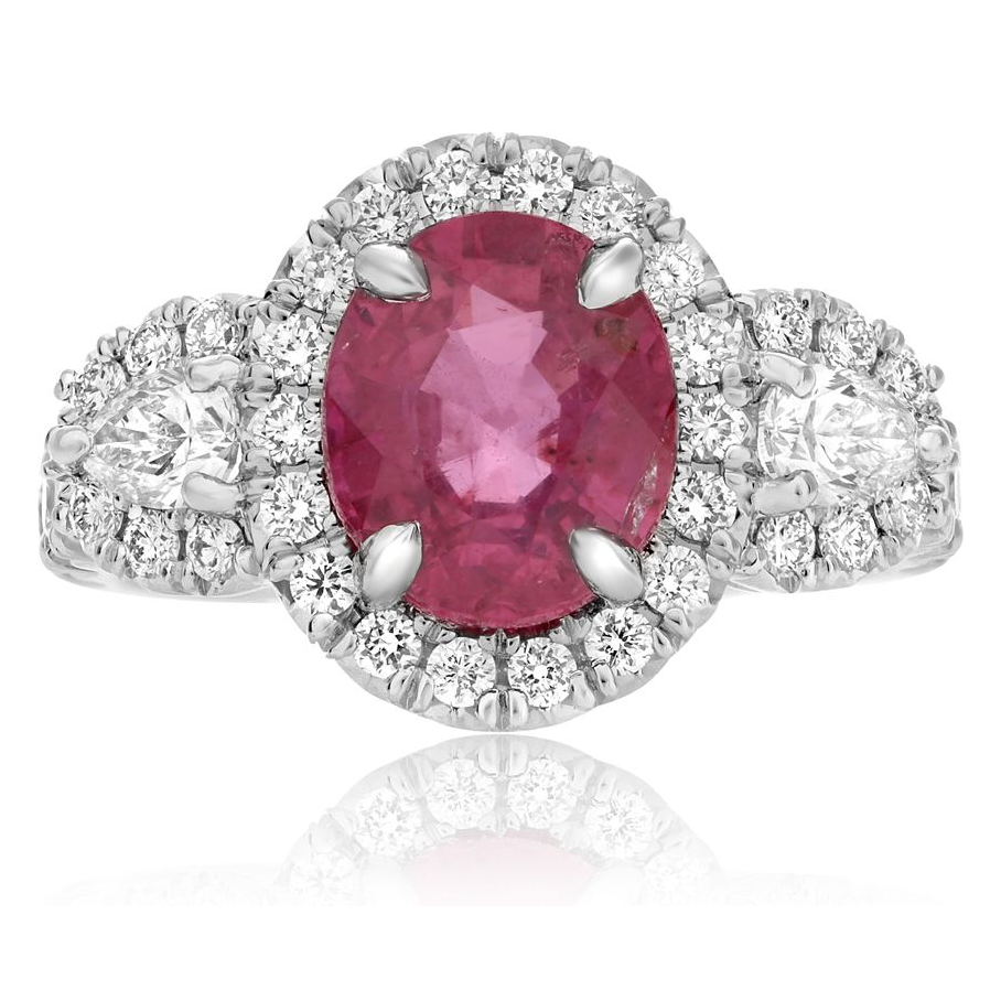 Oval Cut Pink Sapphire & Diamond Ring — view 1