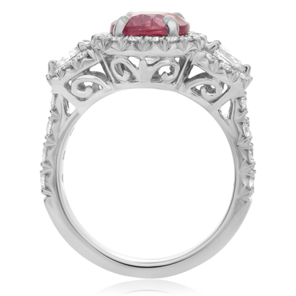 Oval Cut Pink Sapphire & Diamond Ring — view 2
