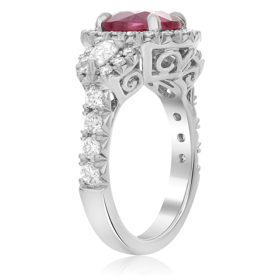 Oval Cut Pink Sapphire & Diamond Ring — view 3