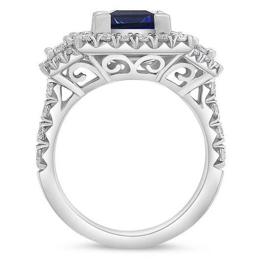 Platinum Three Stone 3.57ct Sapphire Ring — view 2