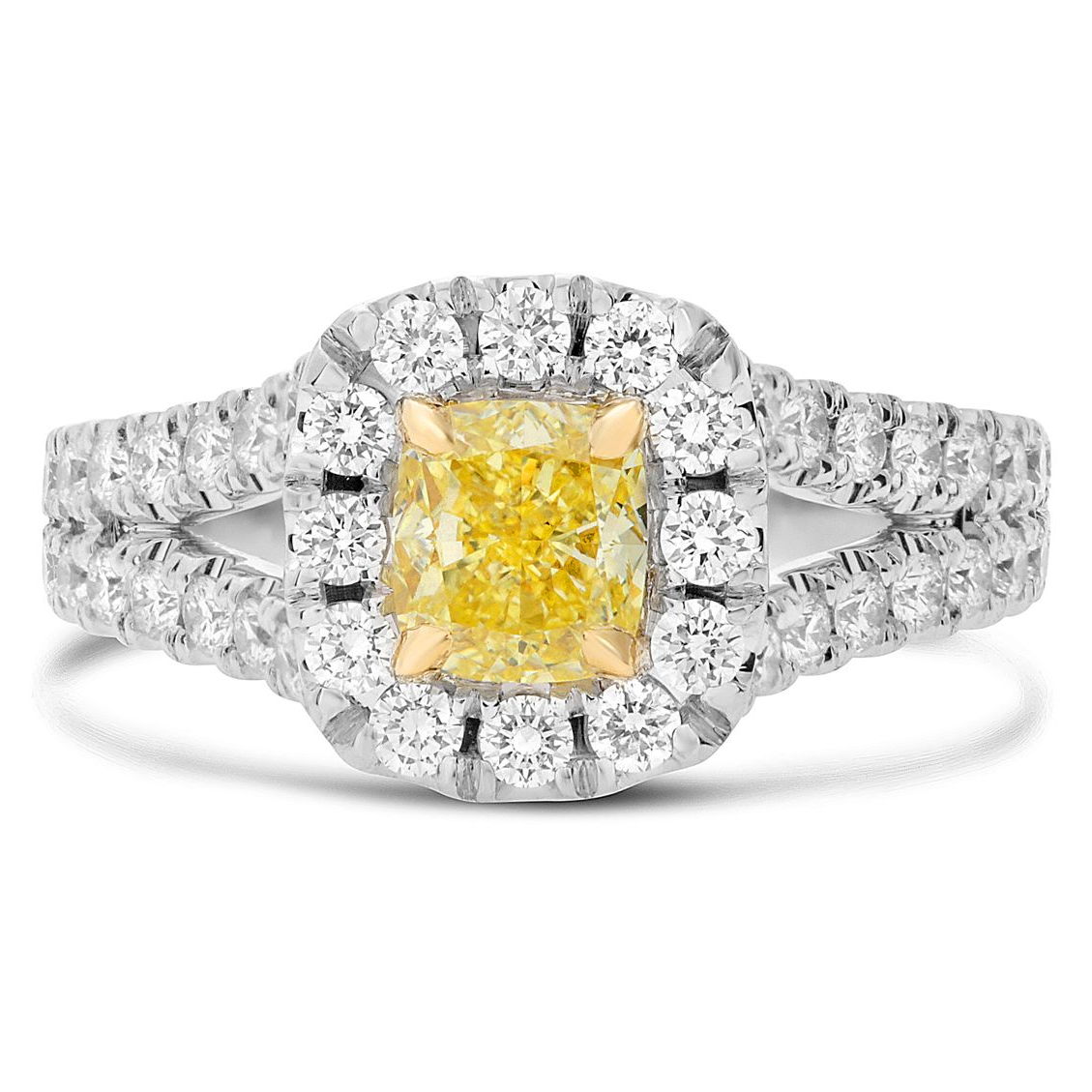 Radiant Fancy Yellow Diamond Ring — view 1