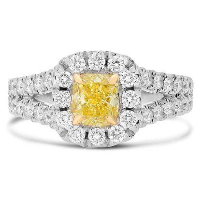 Radiant Fancy Yellow Diamond Ring — view 1