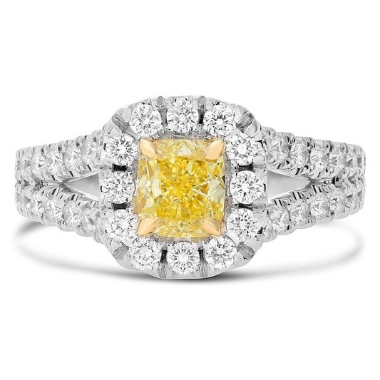 Radiant Fancy Yellow Diamond Ring — view 1