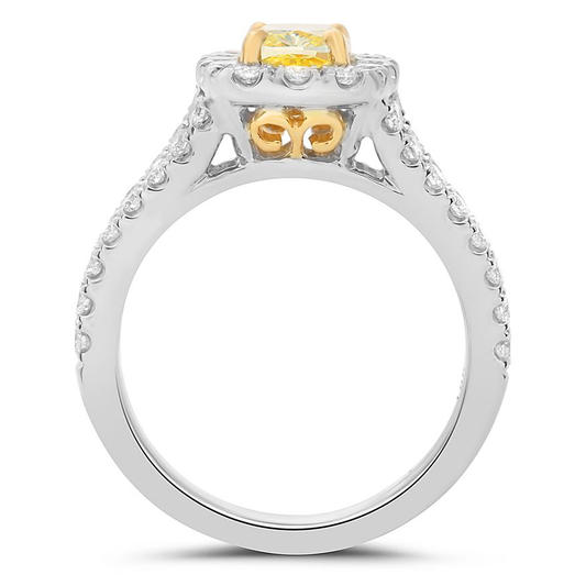 Radiant Fancy Yellow Diamond Ring — view 2
