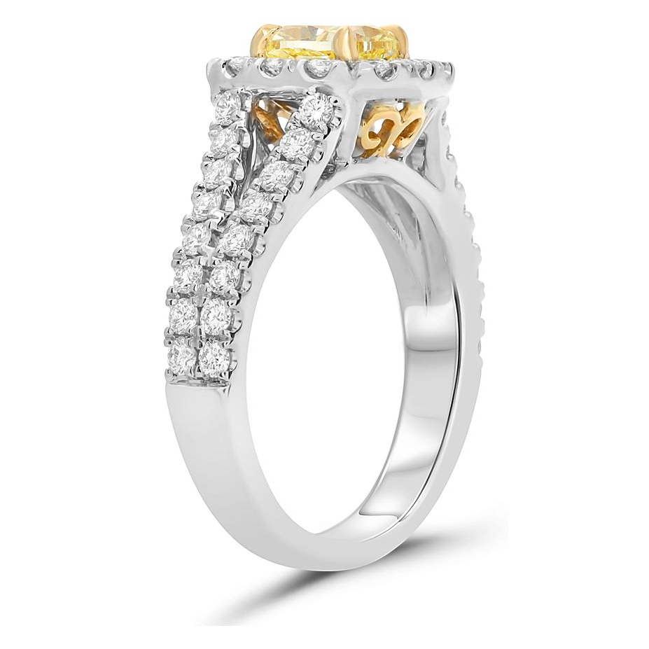 Radiant Fancy Yellow Diamond Ring — view 3