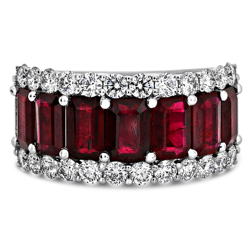 Platinum Emerald Cut Eternity Band — view 1