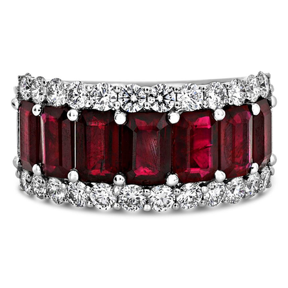 Platinum Emerald Cut Eternity Band — view 1