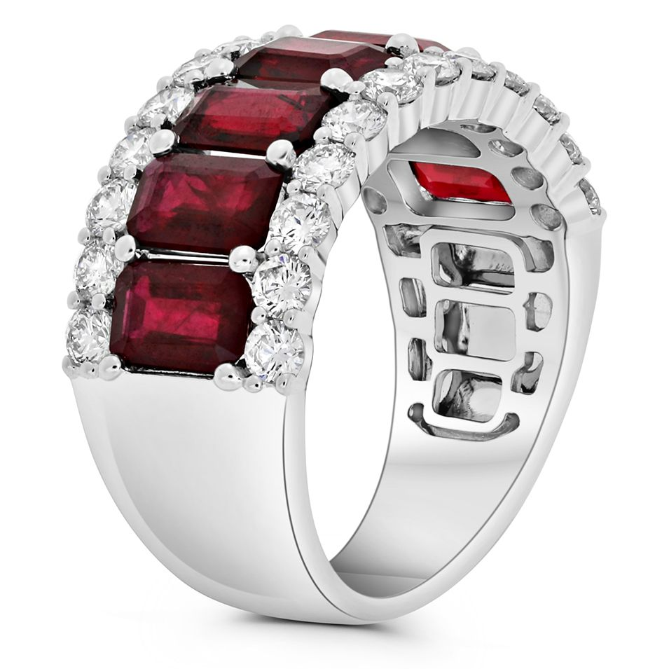 Platinum Emerald Cut Eternity Band — view 3