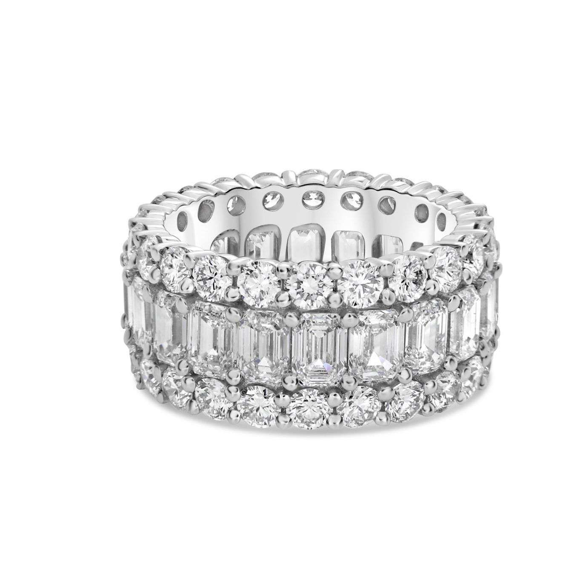 Platinum Emerald Cut Eternity Band — view 1