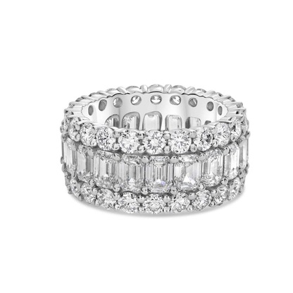 Platinum Emerald Cut Eternity Band — view 1