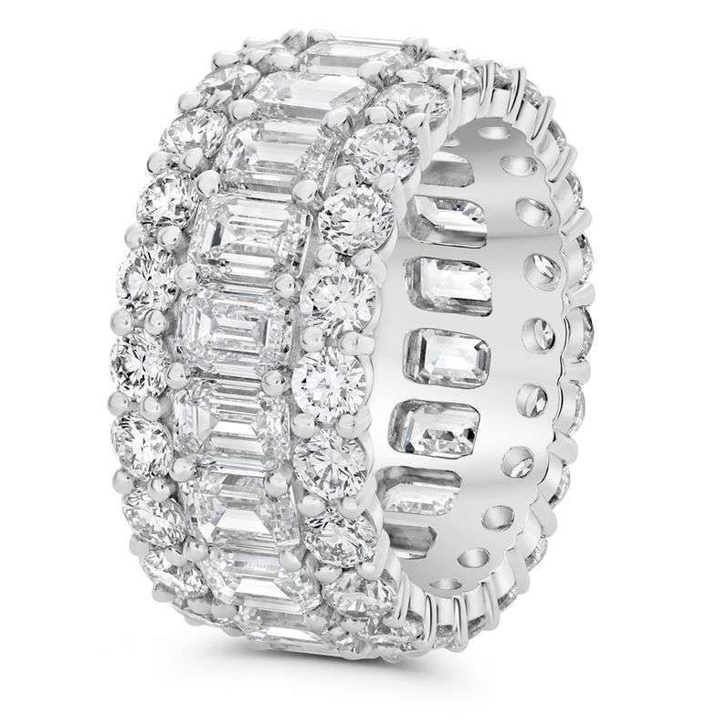 Platinum Emerald Cut Eternity Band — view 3