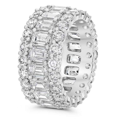 Platinum Emerald Cut Eternity Band — view 3