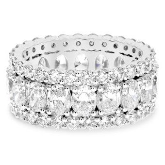 Platinum Eternity Ring with Oval Diamonds — view 1