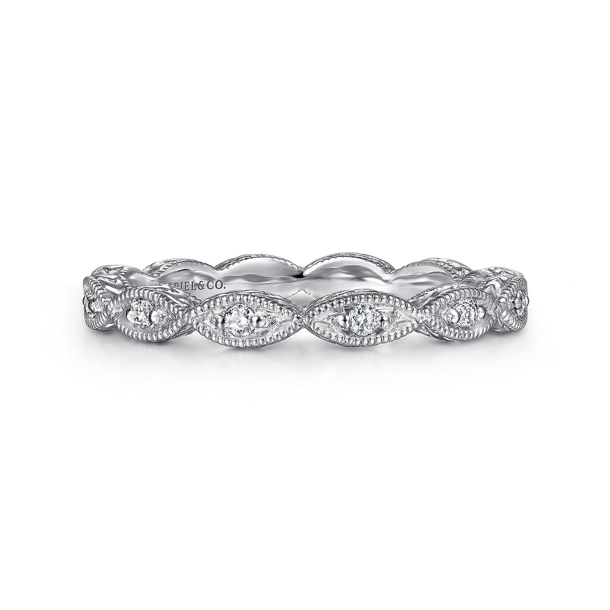 14K White Gold Diamond Bujukan Marquise Station Ring — Gabriel & Co. LR4381W45JJ