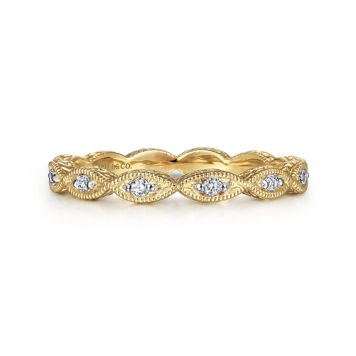 Stackable Ring 14K Yellow Gold Diamond 0.11ct Bujukan — Gabriel & Co. LR4381Y45JJ