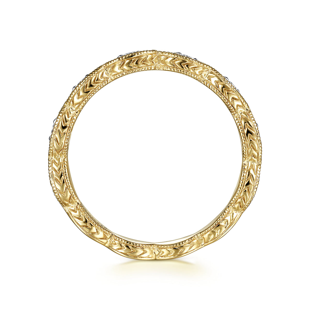 Stackable Ring 14K Yellow Gold Diamond 0.11ct Bujukan — Gabriel & Co. LR4381Y45JJ
