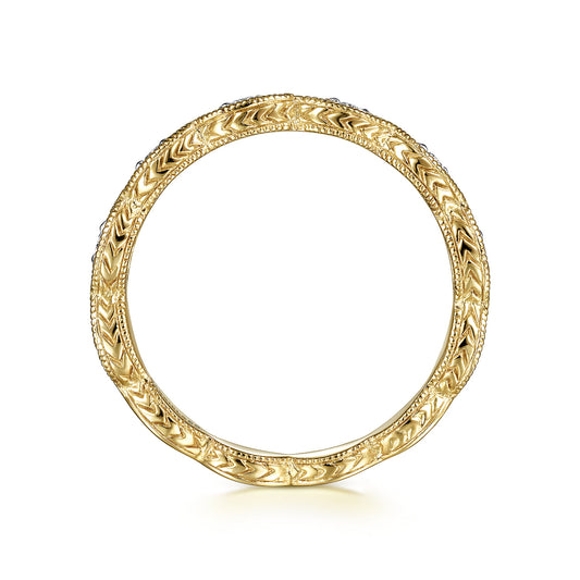 Stackable Ring 14K Yellow Gold Diamond 0.11ct Bujukan — Gabriel & Co. LR4381Y45JJ