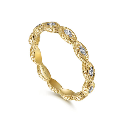 Stackable Ring 14K Yellow Gold Diamond 0.11ct Bujukan — Gabriel & Co. LR4381Y45JJ