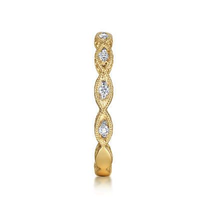 Stackable Ring 14K Yellow Gold Diamond 0.11ct Bujukan — Gabriel & Co. LR4381Y45JJ
