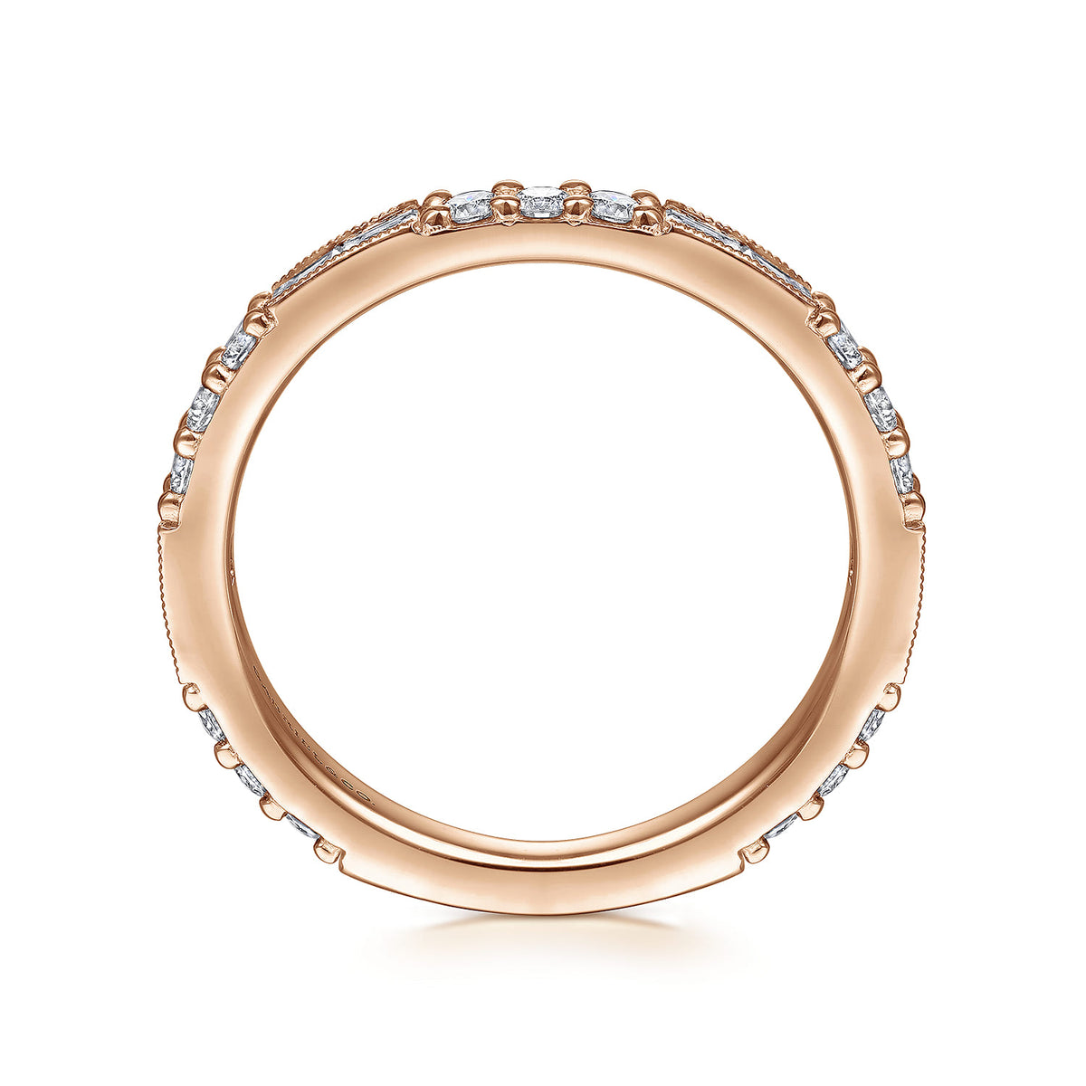 14K Rose Gold Baguette and Round Diamond Stackable Ring — Gabriel & Co. LR4572K45JJ