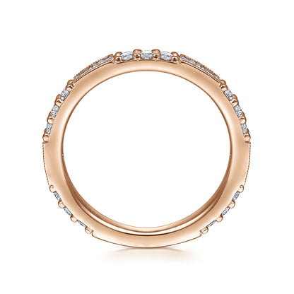14K Rose Gold Baguette and Round Diamond Stackable Ring — Gabriel & Co. LR4572K45JJ