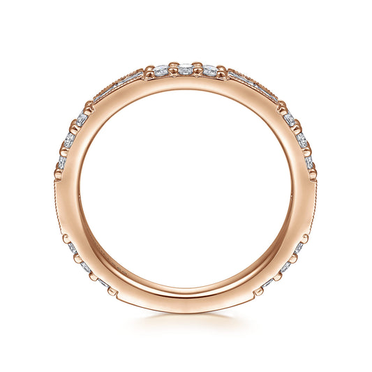 14K Rose Gold Baguette and Round Diamond Stackable Ring — Gabriel & Co. LR4572K45JJ