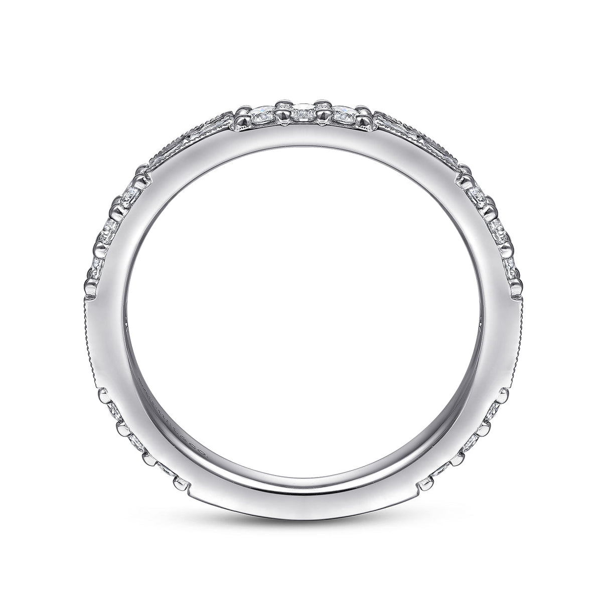 14K White Gold Baguette and Round Diamond Stackable Ring — Gabriel & Co. LR4572W45JJ