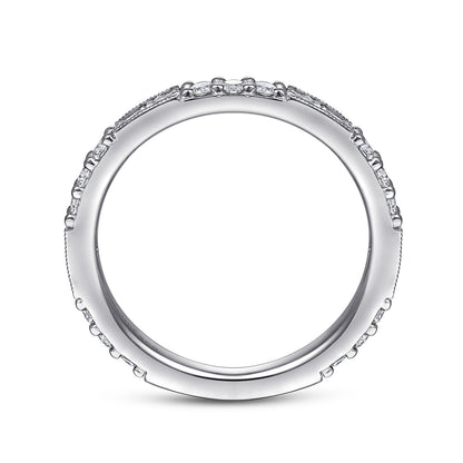 14K White Gold Baguette and Round Diamond Stackable Ring — Gabriel & Co. LR4572W45JJ