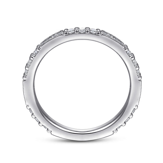 14K White Gold Baguette and Round Diamond Stackable Ring — Gabriel & Co. LR4572W45JJ