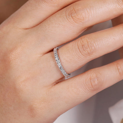 14K White Gold Baguette and Round Diamond Stackable Ring — Gabriel & Co. LR4572W45JJ