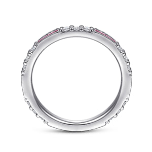 14K White Gold Ruby Baguette and Diamond Stackable Ring — Gabriel & Co. LR4572W45RA