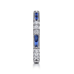Stackable Ring 14K White Gold Diamond and Blue Sapphire 0.4ct — Gabriel & Co. LR4572W45SA