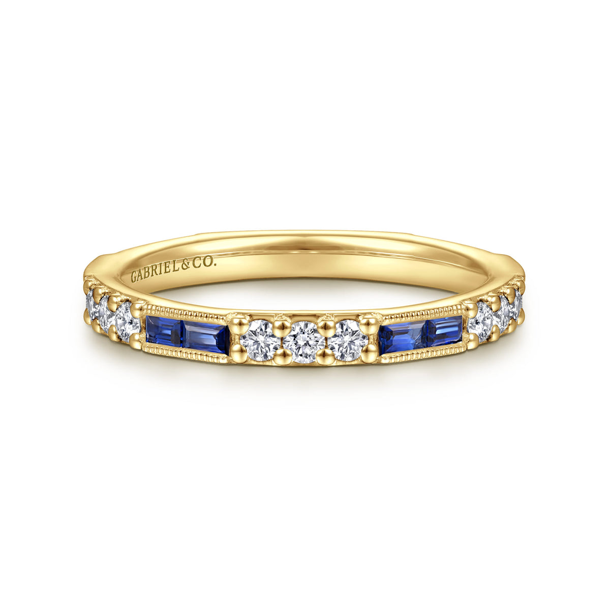 14K Yellow Gold Sapphire Baguette and Diamond Stackable Ring — Gabriel & Co. LR4572Y45SA