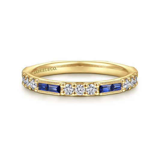 14K Yellow Gold Sapphire Baguette and Diamond Stackable Ring — Gabriel & Co. LR4572Y45SA