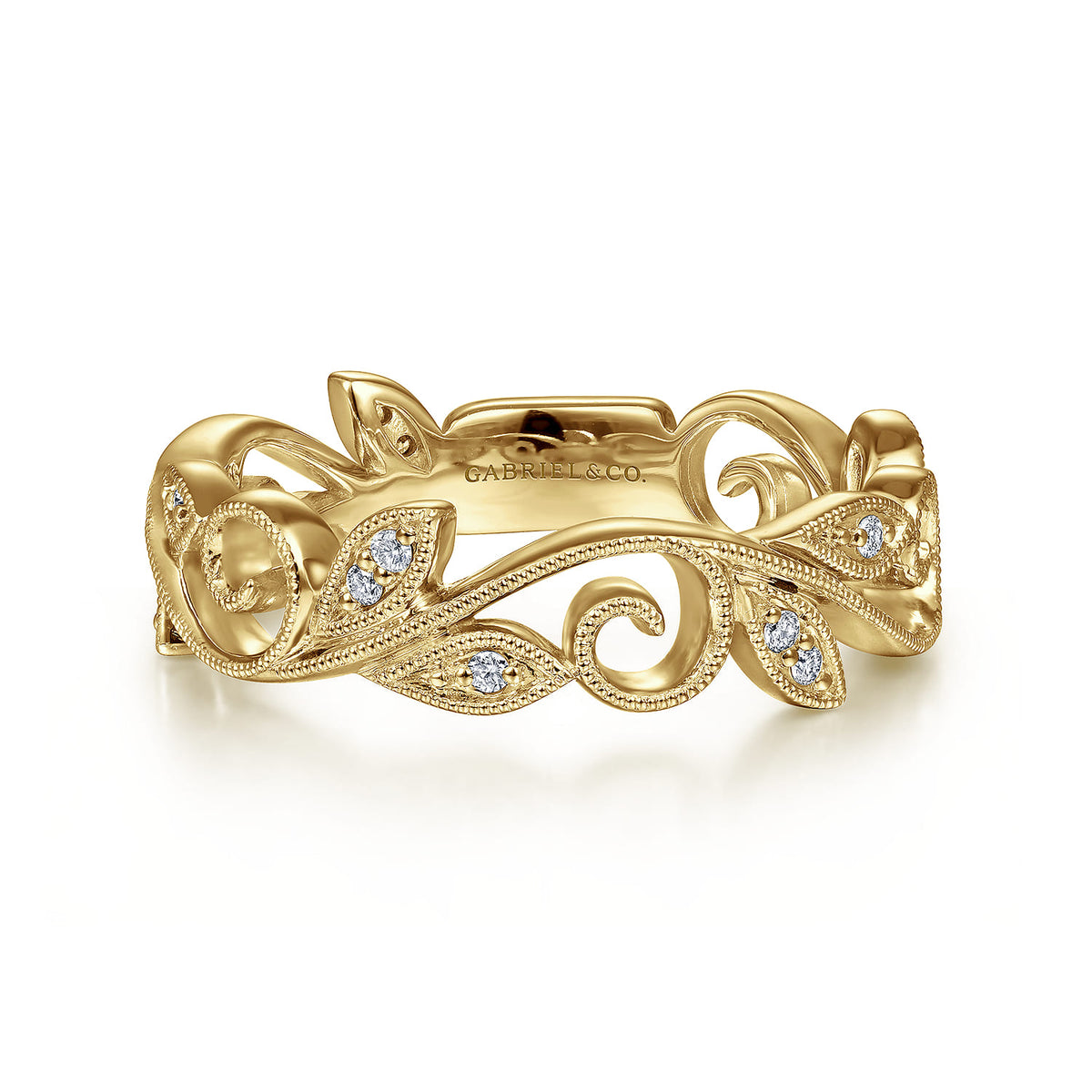 14K Yellow Gold Diamond Stackable Ring, 0.09ct — Gabriel & Co. LR4593Y45JJ