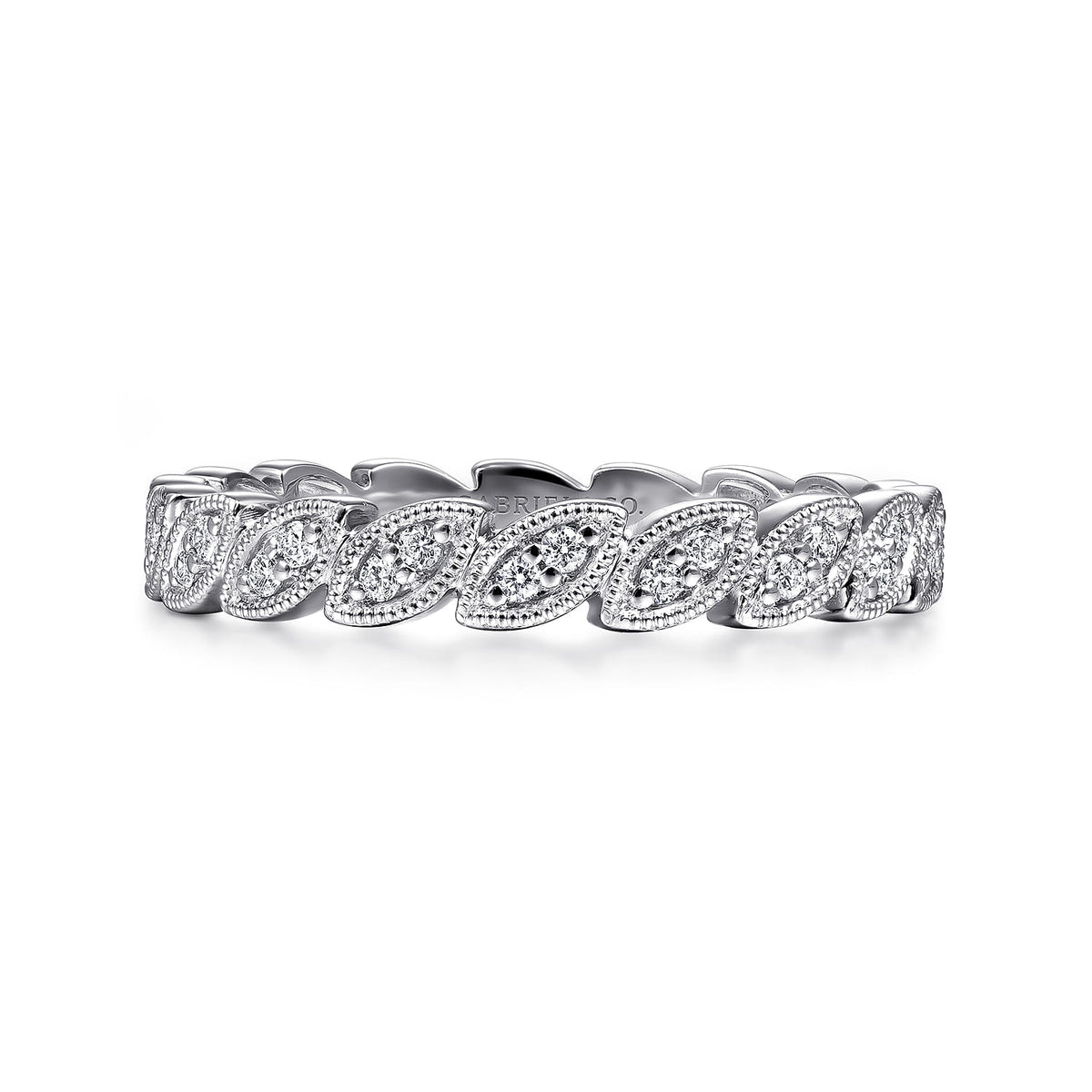 14K White Gold Millgrained Marquise Stackable Diamond Ring — Gabriel & Co. LR4652W45JJ