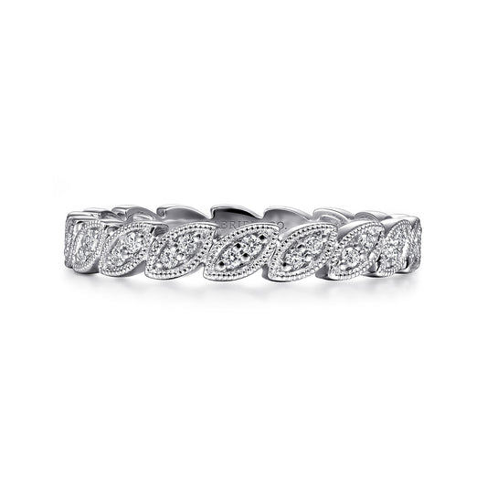 14K White Gold Millgrained Marquise Stackable Diamond Ring — Gabriel & Co. LR4652W45JJ