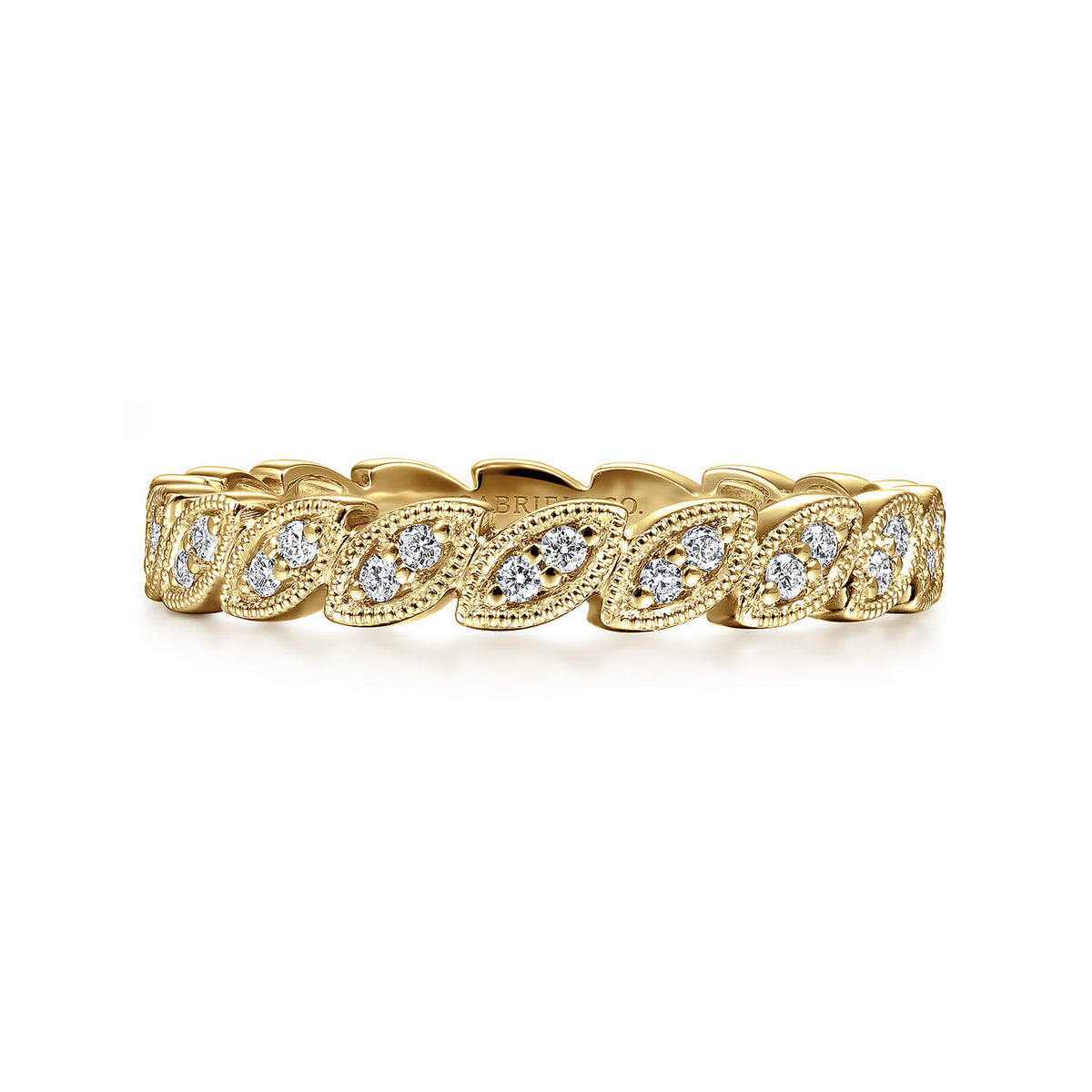 14K Yellow Gold Millgrained Marquise Stackable Diamond Ring — Gabriel & Co. LR4652Y45JJ