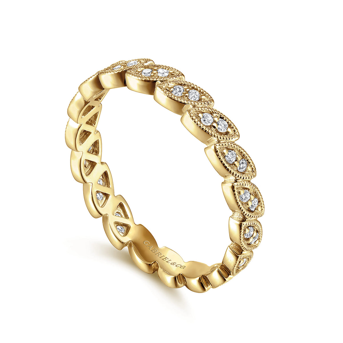 14K Yellow Gold Millgrained Marquise Stackable Diamond Ring — Gabriel & Co. LR4652Y45JJ