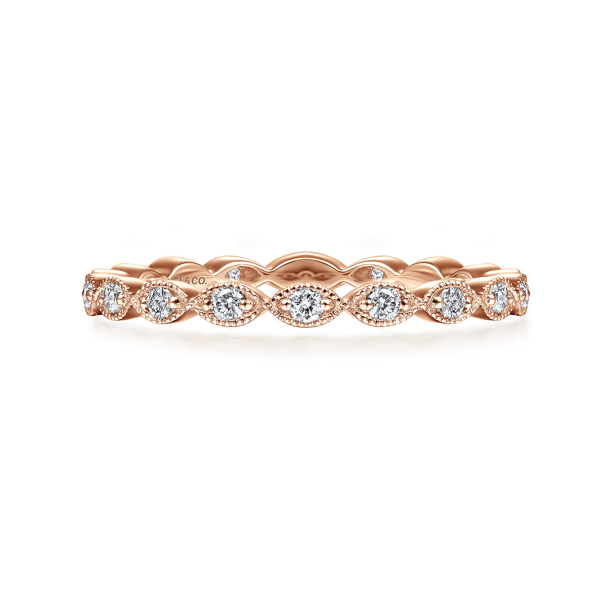 14K Rose Gold Marquise Station Diamond Stackable Ring — Gabriel & Co. LR4794K45JJ